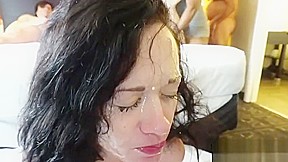 Hot pornstar bukkake with facial
