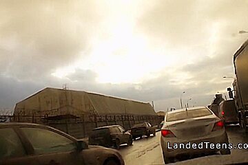 Huge tittied teen 18+ anal banged in car