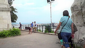 Hungarian Slave Pussy Clamped In Public