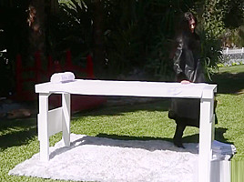 India Summer and her husband in the garden