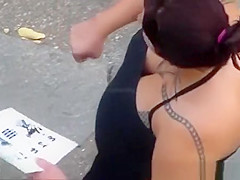 Insight into the neck tattooed girl