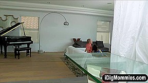 Janice and Dana sharing warm creamy jizz after threeway sex
