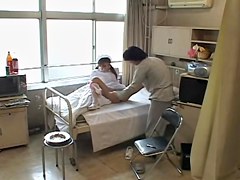 Japanese naughty nurse gets a big sticky internal creampie