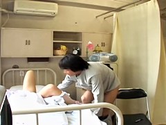 Japanese naughty nurse gets a big sticky internal creampie