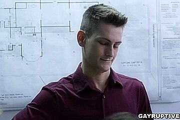 Jayden Marcos And Trevor Harris In Office Threeway Gay Anal Fucking With Co-workers