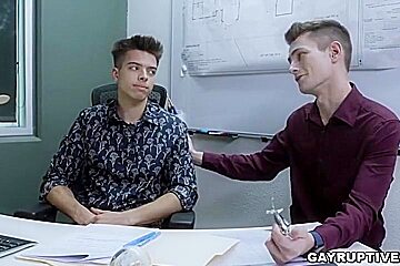 Jayden Marcos And Trevor Harris In Office Threeway Gay Anal Fucking With Co-workers