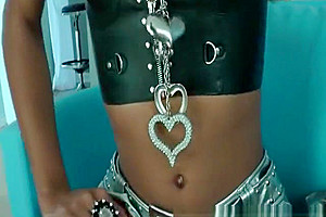 Kayla Biggs strokes her long black meat