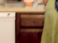 Kitchen Step mom preparing dinner (Sexy Green Dress)