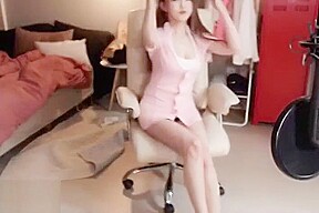 Korean teen 18+ in nurse uniform and stockings
