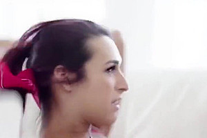 Ladyboy Khloe Kay gets fuck in the couch by dudes big cock
