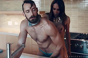 Latina Trans Girl Fucks A Stud In Kitchen