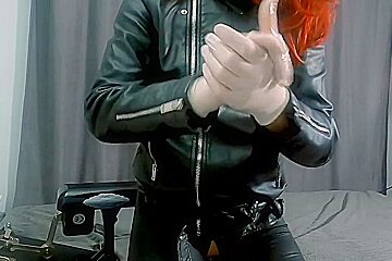 Leather Biker Tgirl Get Penetrated Doggystyle By Fuck Machine L Latex Gloves L No Face L Wet Play