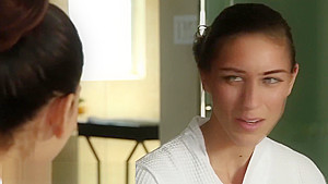 Lesbian babes strapon fun