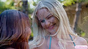 Lesbian stepmom facesitting her big tits asian stepdaughter