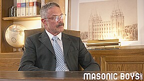 MasonicBoys Hot mustached DILF Reece Scott barebacks handsome twink
