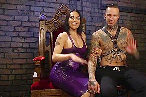Mature bigtits TS dominating her slave