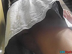 Mini skirt on bubble ass of a hottie in upskirt mov