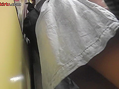 Mini skirt on bubble ass of a hottie in upskirt mov