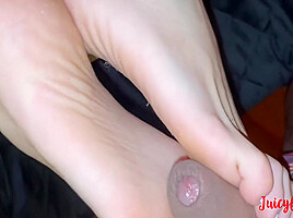 Mistress Orders The Neighbours To Lick And Cum On Her Feet