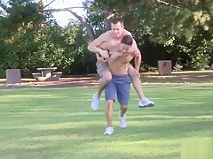 Muscle gay flip flop with creampie