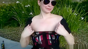 Nadia Flashes In The Streets Of So Cal