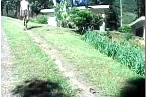 Naked Tgirl rides outdoor