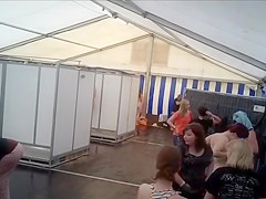 Naked actresses in public shower cabins