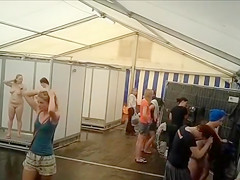 Naked actresses in public shower cabins