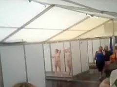 Naked actresses in public shower cabins