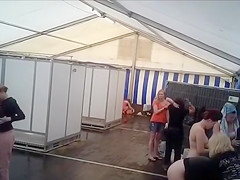 Naked actresses in public shower cabins