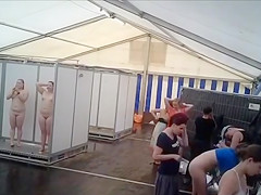 Naked actresses in public shower cabins
