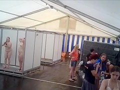 Naked actresses in public shower cabins