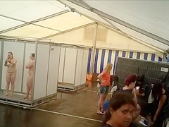 Naked actresses in public shower cabins