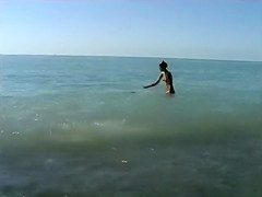 Naked brunette teens 18+ splash in the lake