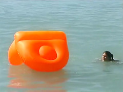 Naked brunette teens 18+ splash in the lake