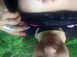 Nasty Brunette Babe Outdoor Blowjob - SoloAustria