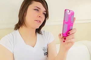 Natural tgirl jizzed after twosome fucking