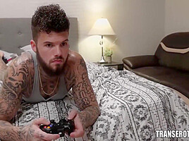 Naughty Trans Seduces Tattooed Ink Fit - Eva Joi
