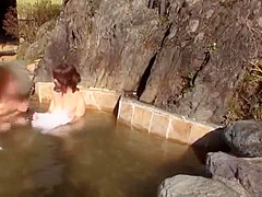Naughty hot Japanese AV Model enjoys a blowjob in the bath