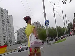 Nice ass and legs upskirt in street