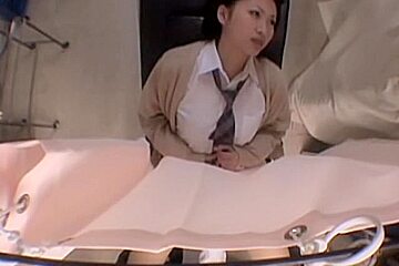 Nice pussy toying for a cute Jap during medical exam