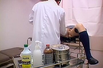 Nice pussy toying for a cute Jap during medical exam