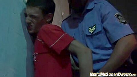 Nubile twink dominated and fucked by uniformed policeman