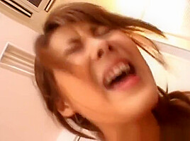 Nude Oriental Hottie Tries Monster Cock In Her Hairy Pussy