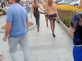 Nude in public girl 2 girlfriends flashing fun in russia