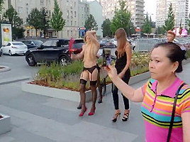 Nude in public girl 2 girlfriends flashing fun in russia