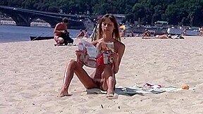 Nudist girl not shy about posing nude at the beach