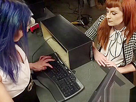 Office TS doggystyles redhead after muffdive