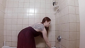 Oh Fuck Me - Masturbating In The Shower In A Long Gown