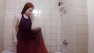 Oh Fuck Me - Masturbating In The Shower In A Long Gown